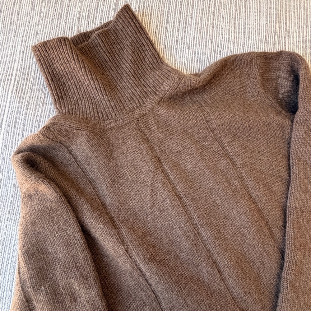 Khan Cashmere Chocolate Turtleneck Sweater